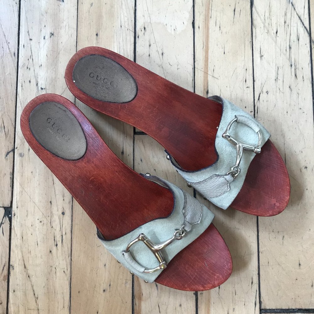 Gucci wooden clog sandals